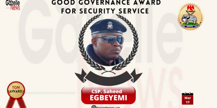 REWARD FOR EXCELLENCE: AS COMMANDER RRS WINS GAZELLE NEWS CRIME FIGHT EMBLEM