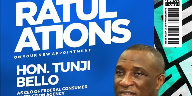 AYODEJI RILWAN TINUBU CONGRATULATES HON. OLATUNJI BELLO ON HIS APPOINTMENT AS CEO OF THE FEDERAL COMPETITION AND CONSUMER PROTECTION COMMISSION (FCCPC)