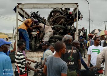 105 MOTORCYCLES CONFISCATED AS TASKFORCE ENFORCE BAN ALONG LASU-IYANA-IBA CORRIDOR