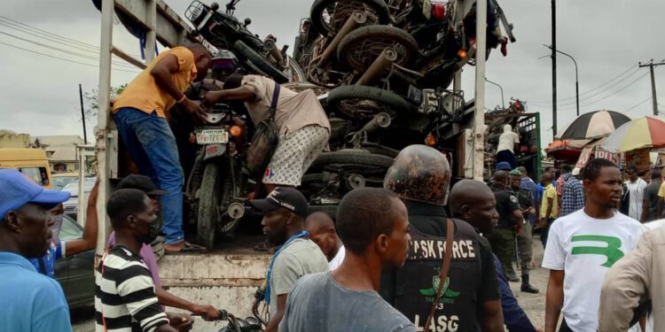 105 MOTORCYCLES CONFISCATED AS TASKFORCE ENFORCE BAN ALONG LASU-IYANA-IBA CORRIDOR