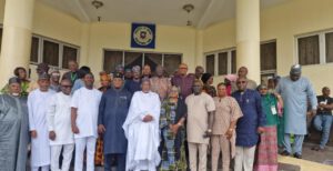 Executive Secretary, UBEC, Dr. Bobboyi (middle in agbada) flanked by Chairmen, and Executive Secretaries of SUBEBs across the nation.