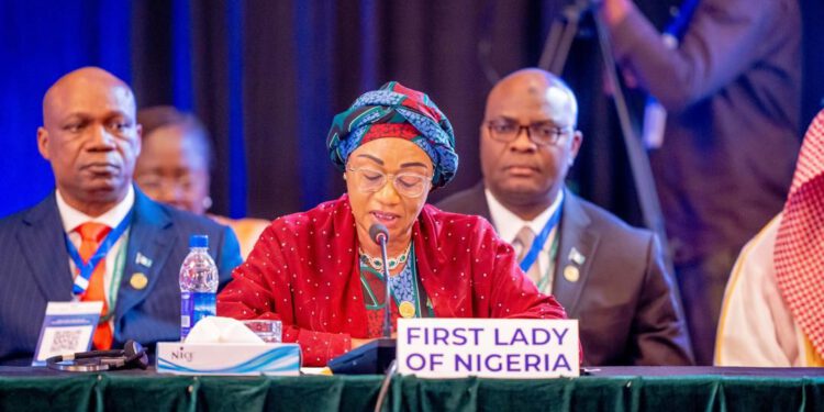 NIGERIA’S FIRST LADY CALLS FOR SUSTAINABLE HEALTH FINANCING