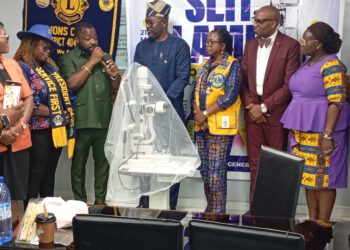 Lagos Marvel Lions Club Commissions Slit Lamp at Orile Agege General Hospital