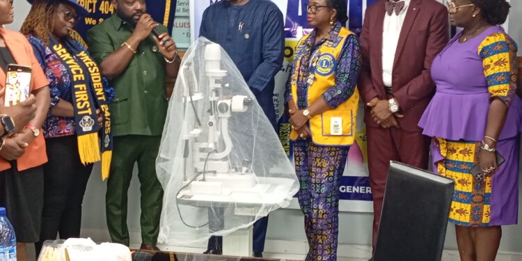 Lagos Marvel Lions Club Commissions Slit Lamp at Orile Agege General Hospital