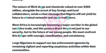 PRESIDENT TINUBU COMMENDS NDLEA ON LANDMARK SUCCESS AGAINST TRANSBORDER DRUG NETWORK