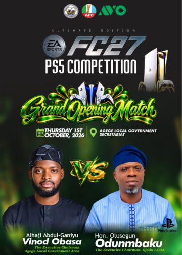 Agege LG Launches FC27 PS5 Tournament With N1.75m Prize Pool As Chairmen Obasa, Odunmbaku Set For Opening Match